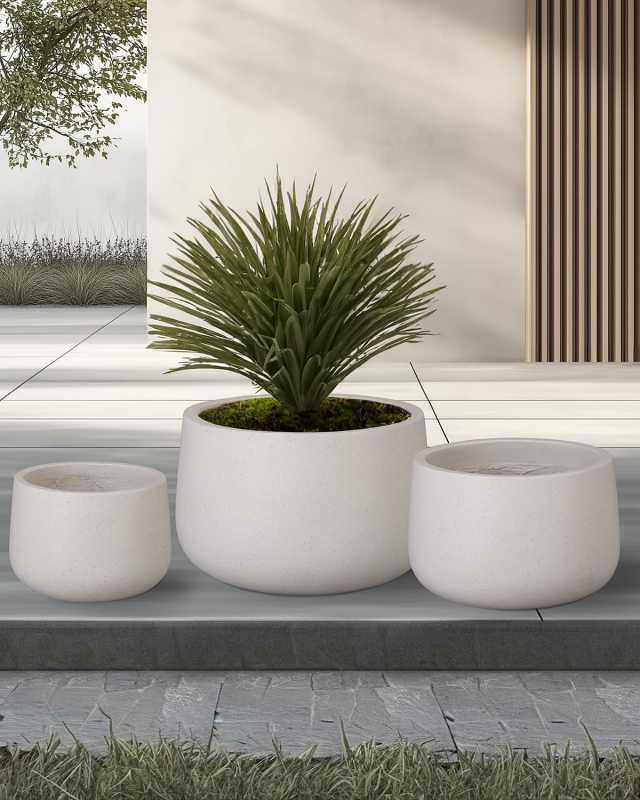 Low Opus Terrazzo Planters, Set of 3